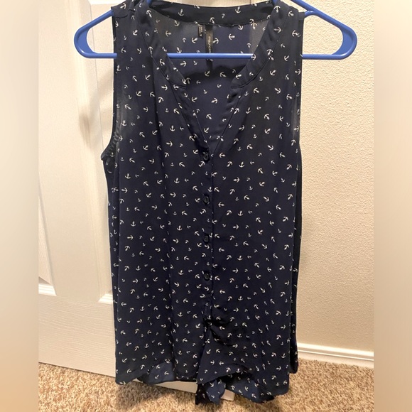 🔴10/$10! Maurices Sheer Anchor Tie Front Tank - Picture 1 of 6